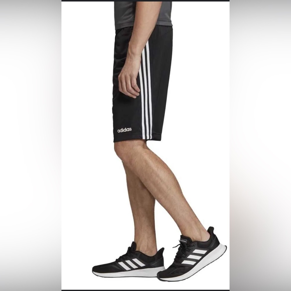 NWOT Adidas Black Athletic Shorts with Three-Stripe Design